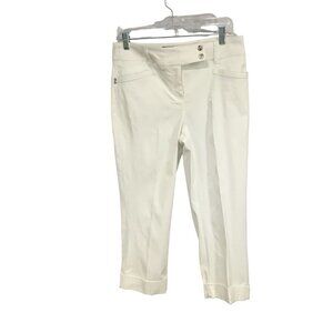 Style & Co Capris Bright White Cuffed Stretch Off Center Closure Women's Size 8